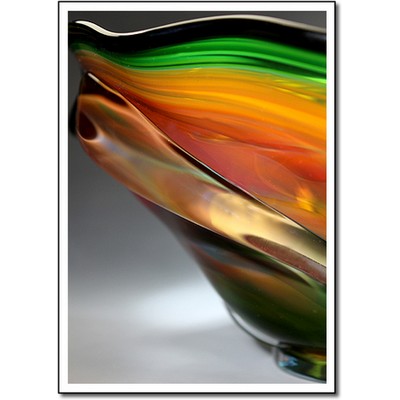 Jade Amber Splash Art Glass Bowl w/o Marble Base (14.5"x8")