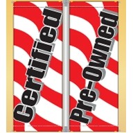 16 Oz. Vinyl Pole Banner Set - Certified Pre-Owned w/Red Stripes (3'x8')
