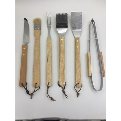 6pcs Wood Handle BBQ Tools Set