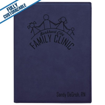 Blue Leatherette - 7X9" Portfolio Folder With Notepad