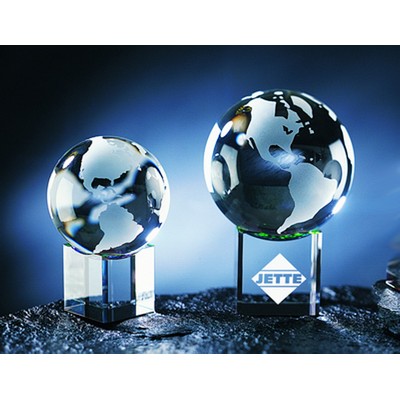 Global w/Rainbow Base Optical Crystal Award/Trophy.3.125"