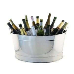 14 Bottle Vintage Stainless Steel Oval Tub