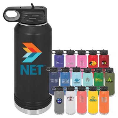 PolarFlask - 32 oz. Polar Camel Water Bottle, Flip Top Straw Lid, Vacuum Insulated Stainless Steel