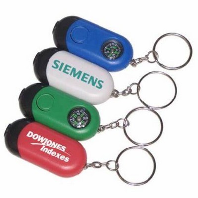 Flashlight LED Compass Keychain
