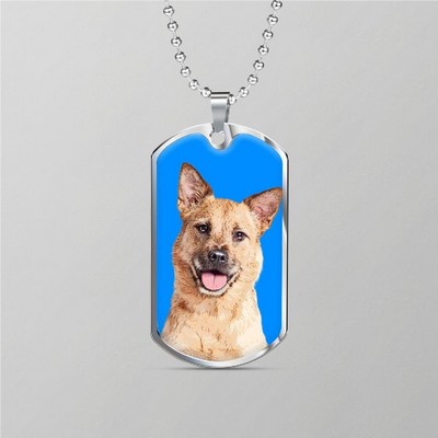 Single-Sided Dog Tag Pendant w/ Long Chain