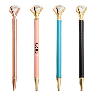 Hot Selling Big Diamond Stainless Steel Pens Multi-color Customized Ballpoint