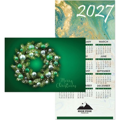 Marble Swirl Wreath Card To Calendar