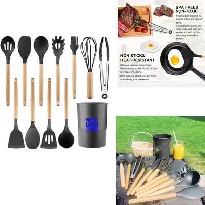 12 Piece Silicone and Wood Cooking Utensil Set