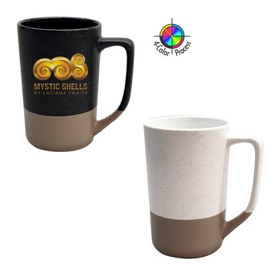 16 Oz. Tall Phoenix Cafe Mug - Satin Speckled White & Warm Gray Base - Dishwasher Safe - Full Color