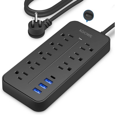 Power Strip Surge Protector - 8 Outlets & 3 USB Ports & 1 USB-C Port,