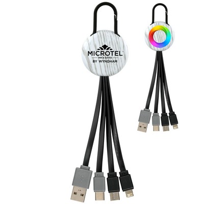 White Wood Clip Dual Input 3" 1 Charging Cable