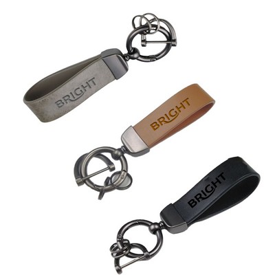 Debossed Vegan Leather Car Key Chain