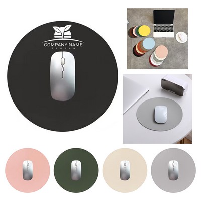 PU Leather Round Mouse Pad