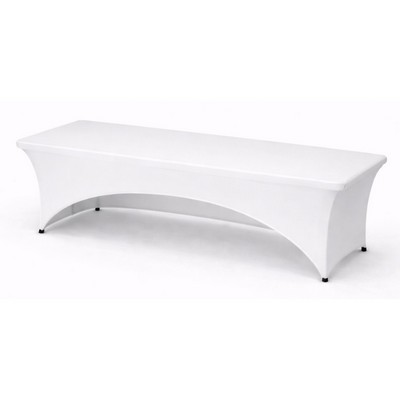 6' Open Back White Fitted Table cover w/ front logo