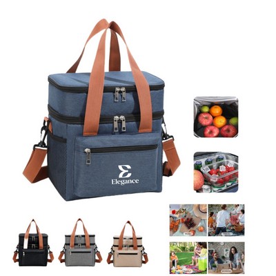Double Layer Insulated Lunch Bag with Handle