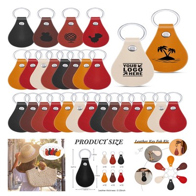 PU Leather Key Fob Kit with Rivets and Key Rings