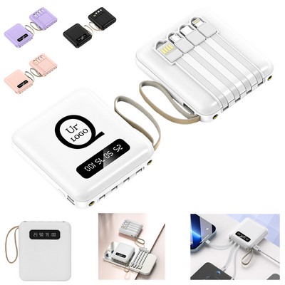 5000mAh Mini Power Bank W/ Built-in Cables