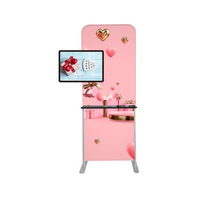 36" w x 89" h Straight Display w/Shelves & TV Bracket - 2 Side Imprint