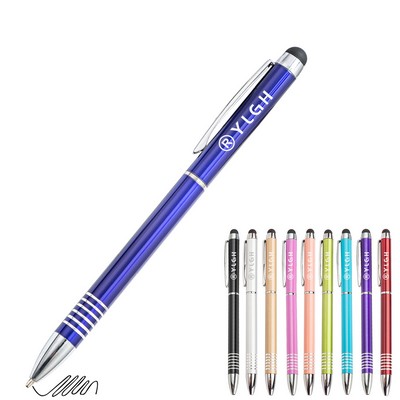 6 Rings Barrel Metal Pen With Stylus