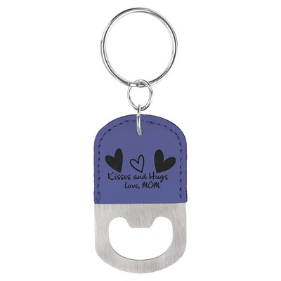 Oval Leatherette Bottle Opener Keychain