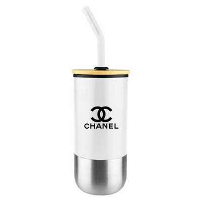 450ml (15oz) Stainless Steel Vacuum Cup with Straw – Insulated Tumbler