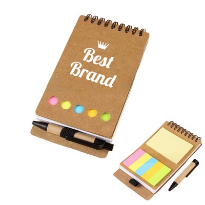 Kraft Paper Cover Spiral Notebook Steno Pads With Pen