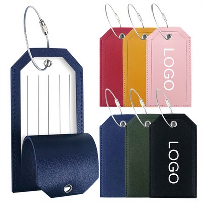 PU Leather Luggage Tag with Metal Ring