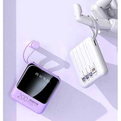 Portable Mini Type C Powerbank Built in Cable 20000mah