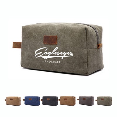 Compact Canvas Travel Toiletry Bag