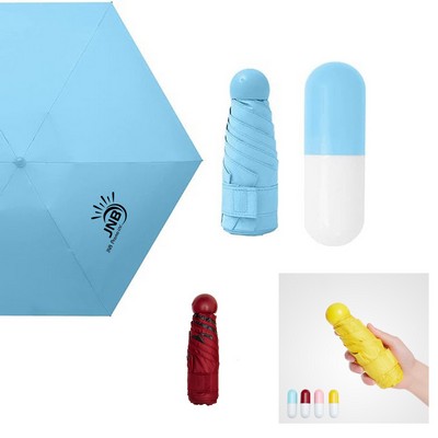 5 Fold Mini Travel Lightweight Portable Pocket Mini Capsule Umbrella Manual Open 6 Panels Umbrella