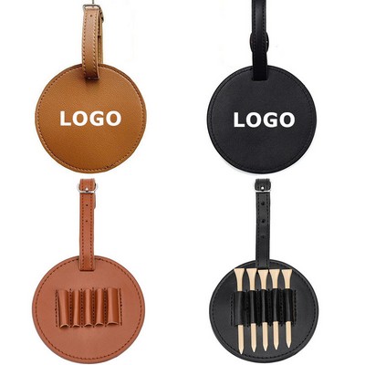 3.7" PU Leather Golf Tee Holder with Waist Clip and Multi-Slot Design