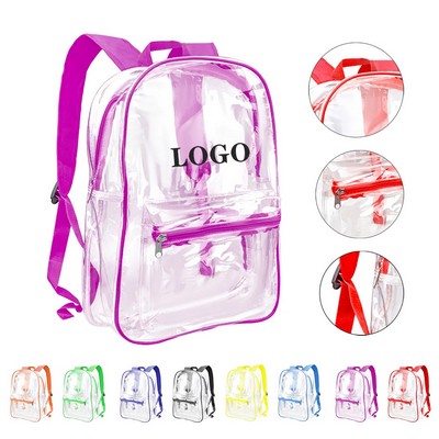 Durable Clear PVC Backpack with Polyester Trim