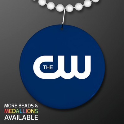 Navy Blue Medallion for Beaded Necklaces (Non Light Up) - PRINTED