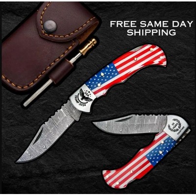 Custom Handmade Damascus Pocket Knife