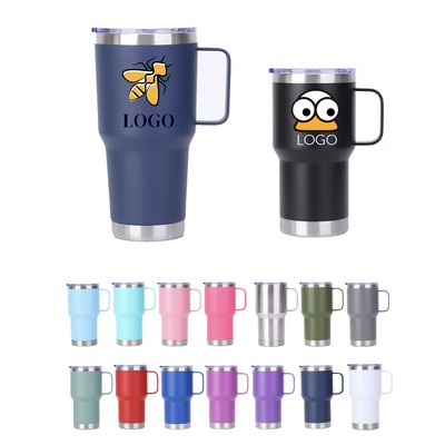 20 Oz Stainless Steel Tumbler Insulated Travel Mug W/ Handle