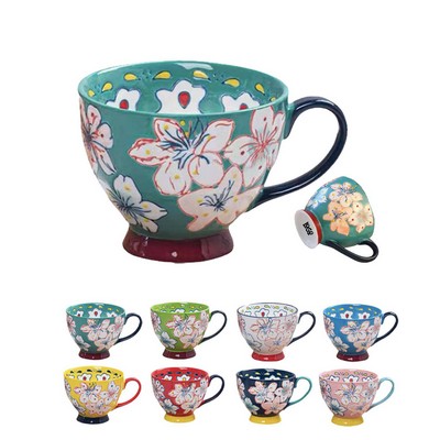 17oz Hand-Painted Vintage Breakfast Ceramic Water Cup