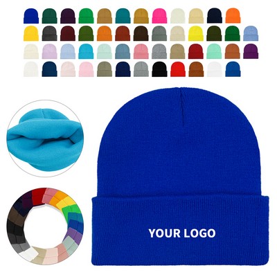 Acrylic Cotton Roll Cuff Knit Beanie