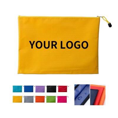 Waterproof Canvas Zipper Pencil Pouch Slim Document Holder