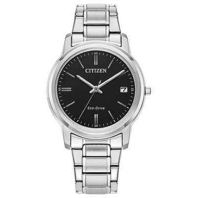 Citizen Watch® Ladies' Corporate Exclusive Eco-Drive Silver-tone Bracelet Watch, Black Dial