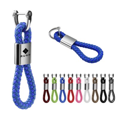 Braided Leather Keychain Car Key Fob