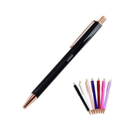 Hexagonal Macaron Metal Click Pen Aesthetic Matte Signature Ballpoint