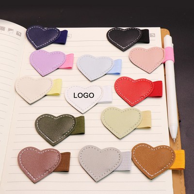 Heart Shape Leather Self Adhesive Pen Holder
