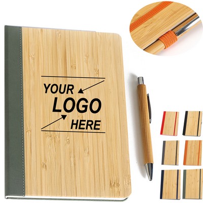 Bamboo Covered Notebook and Pen Set