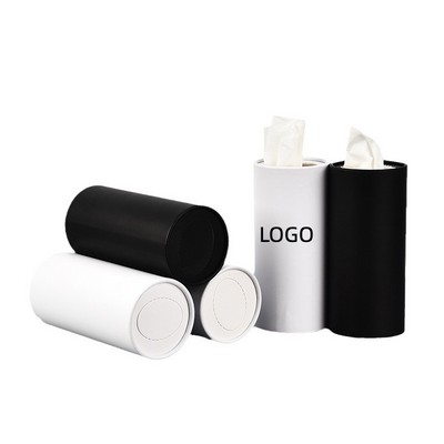 Full Color Cylinder Tissue Canister w/ facial Napkin