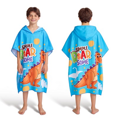 Kids Hooded Beach Poncho Towel Full Print Cover Up