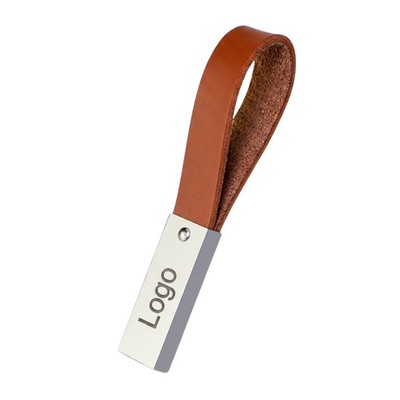 Leather Strap Metal USB Flash Drive - 4GB