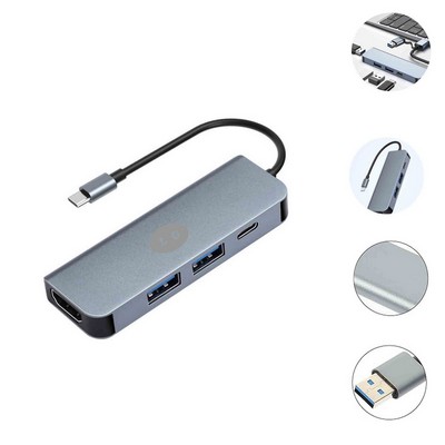 4-Port Aluminum USB-C Hub with 4K HDMI & 100W Power Delivery