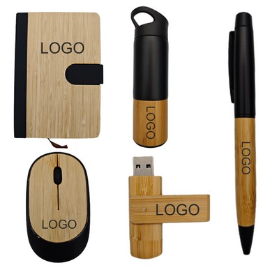 Bamboo Eco Business Gift Set with USB & Mouse