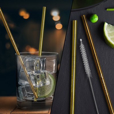 Straight Stainless Steel Straws: Set Of 2" Copper: Set of 2" Gold and/or Copper