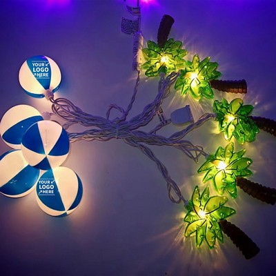 Tropical Palm Tree & Beach Ball Party String Lights